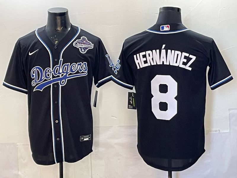Men 2026 Nike Los Angeles Dodgers #8 Hernandez Black Game MLB Jersey 03->los angeles dodgers->MLB Jersey